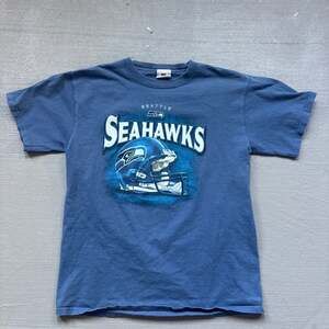 Vintage Seattle Seahawks Blue NFL Helmet Graphic T-Shirt